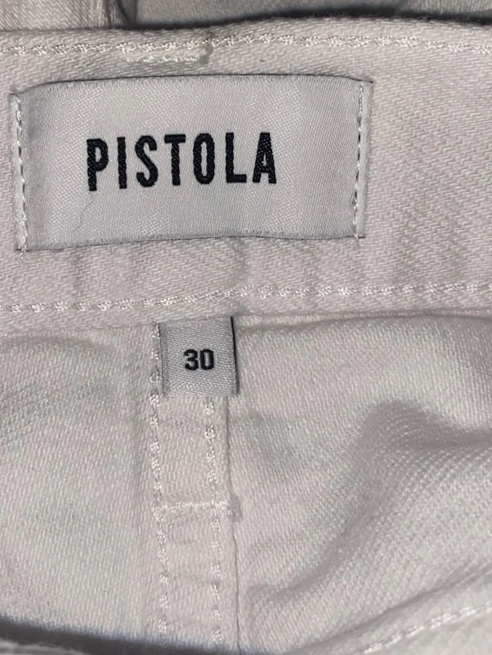 PISTOLA White Denim Distressed Raw Frayed Hem Jean Shorts